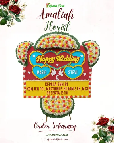 Karangan Papan Bunga Pernikahan di Rajabasa Raya